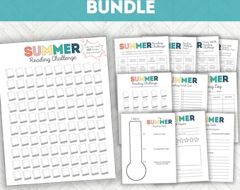 Summer Reading Challenge Printable, Teen, Adult or Kids Reading Journal or Reading Tracker, Childrens Book Tracker Printable Log, Book Log