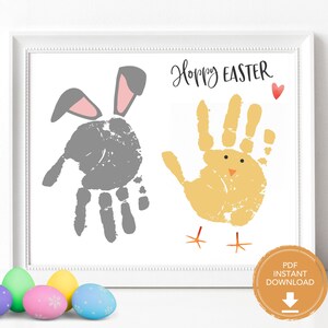 Easter Bunny Easter Craft, Easter Handprint Kids Craft, Baby&#39;s First Easter, Toddler Easter Printable Activity, Preschool Handprint Craft