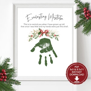 Mistelzweig Handabdruck Kinder Weihnachtshandwerk, Babys erstes Weihnachten, Kleinkind Weihnachtsandenken, Baby Handabdruck, Kinder Weihnachtskarte druckbar