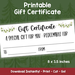 Modèle de chèque-cadeau de Noël imprimable, chèque-cadeau, chèque-cadeau vierge pour enfant, conjoint, parents ou grands-parents