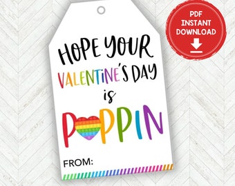 Pop It Valentine Cards, Valentine Pop it Fidget Toy Kids Valentines Cards for School, Poppin Valentine Tag, Fun Valentine Printable Kids