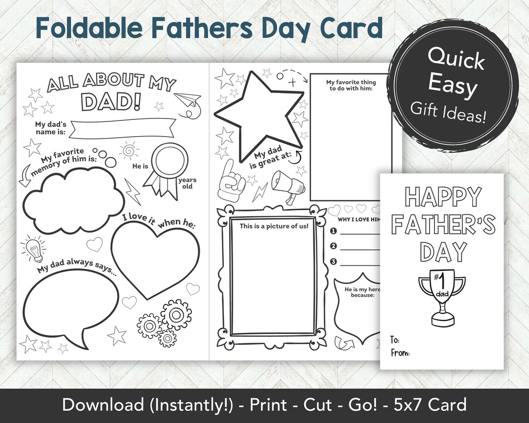 All About My Dad Printable Fathers Day Card All About Dad DIY - Etsy