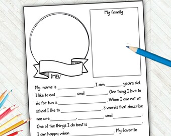 All About Me Printable, Back to School Questionnaire, First Day of School Interview Get to Know You Template, Classroom Worksheets