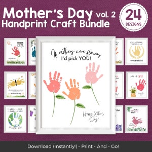 Muttertag Handabdruck Kunst Bundle, Muttertag Handabdruck druckbar, Muttertag Bundle, Mutter Geschenk von Kindern, druckbare Blumen Handabdruck Handwerk
