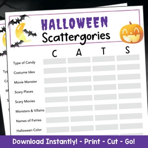 Halloween Scattergories for Kids Halloween Printables Word - Etsy