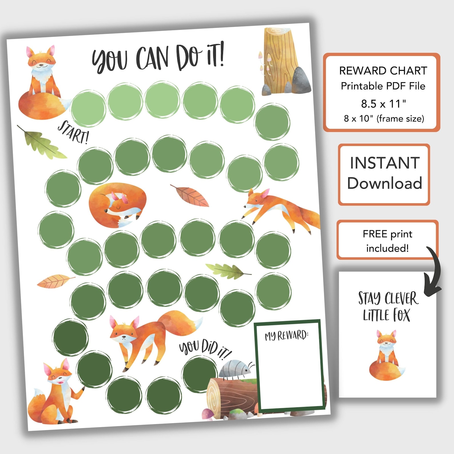 Buy Fox Reward Chart for Kids Behavior Chart Printable, Chore Chart ...