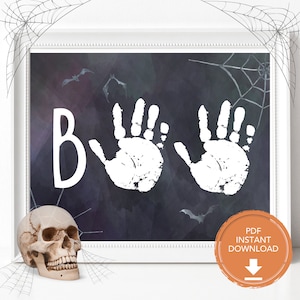 Boo Halloween Handprint Craft, DIY Craft for Kids Art, Halloween Handprint Art, Handprint Printable Halloween Craft, Footprint Kids Craft