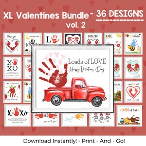 Valentine Bundle Printable Valentine Handprint Art, Valentines Day Crafts for Kids, Valentines Activity Handprint Craft Preschool Activities