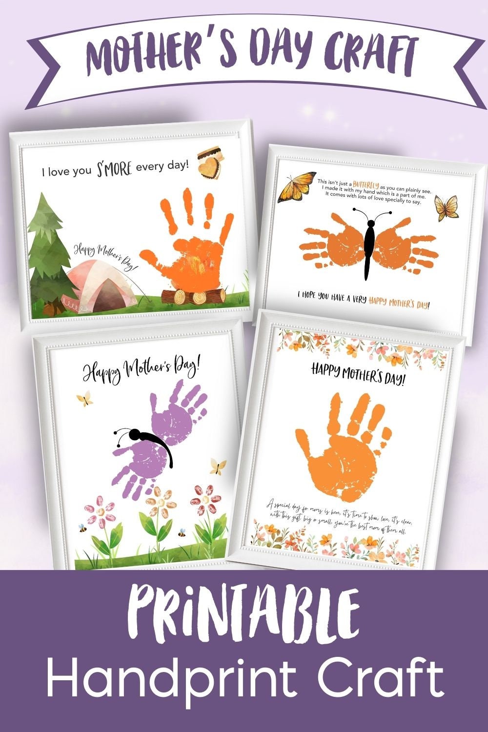 Printable Mothers Day Handprint Craft for Kids, Mom Gift From Kids ...