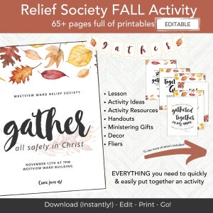 Relief Society Fall Activity, RS Activity Invitation Printable, LDS Printable Ministering Idea, Church of Jesus Christ 2024