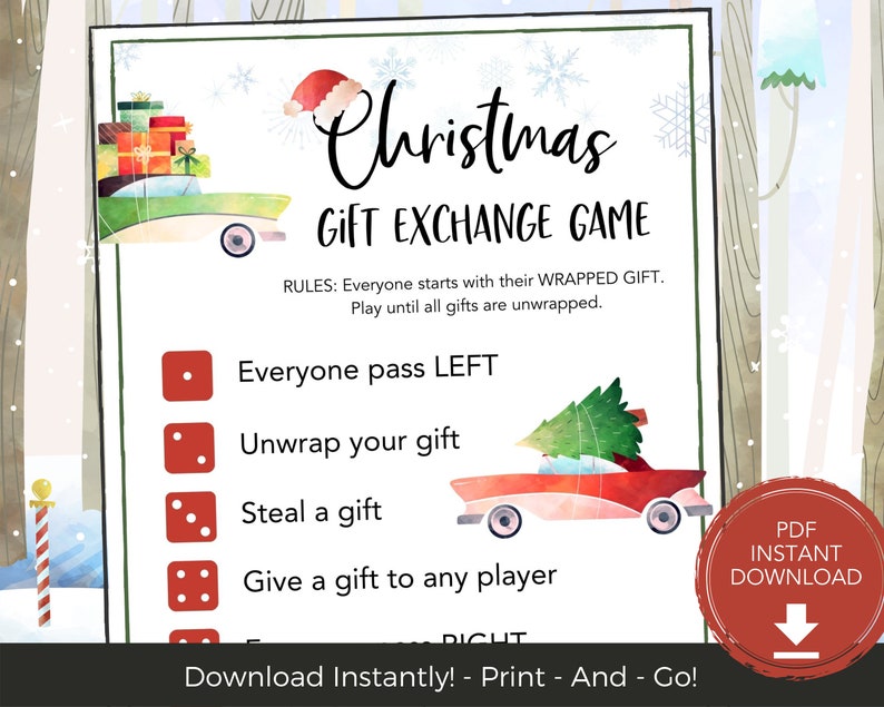 White Elephant Gift Exchange Christmas Party Games Printable - Etsy