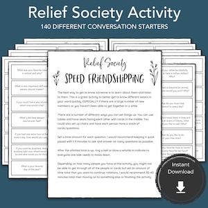 RELIEF SOCIETY Activity Game, Activity Printable , Get to Know You Printable, LDS Printable Game Idea, Church of Jesus Christ 2022