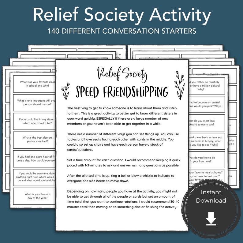 RELIEF SOCIETY Activity Game, Activity Printable , Get to Know You Printable, LDS Printable Game Idea, Church of Jesus Christ 2022 image 1