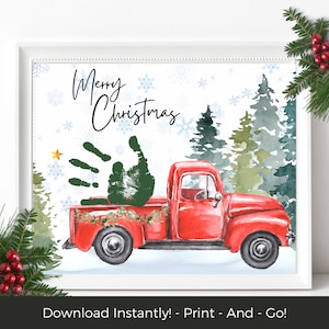 LKW Handabdruck Weihnachten Handwerk DIY, Babys erstes Weihnachten, Kleinkind Weihnachtsandenken, Baby Handabdruck Weihnachtskarte Geschenkidee