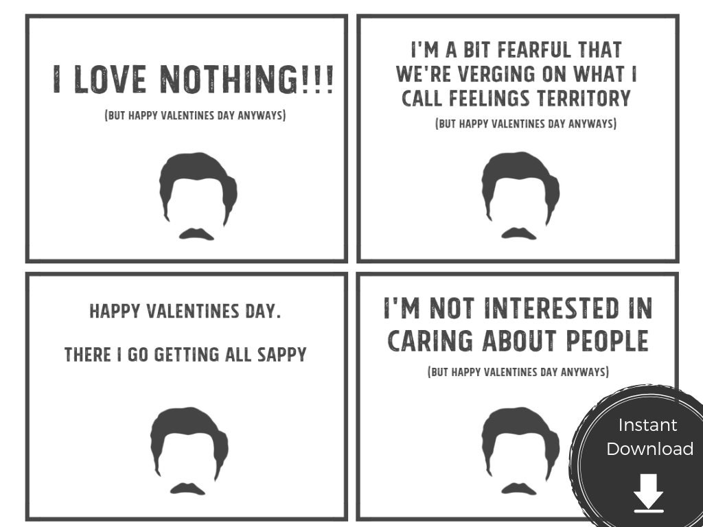 Ron Swanson Valentine Card Printable Park And Rec Card Etsy