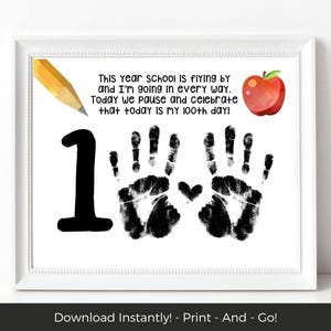 100 Days Poem Handprint Art Printable, 100 Days of School Activity, 100th Day of School Handprint Craft, Preschool Handprint Keepsake