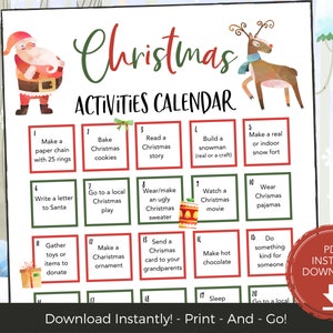 Printable Christmas Countdown Christmas Printable Advent - Etsy