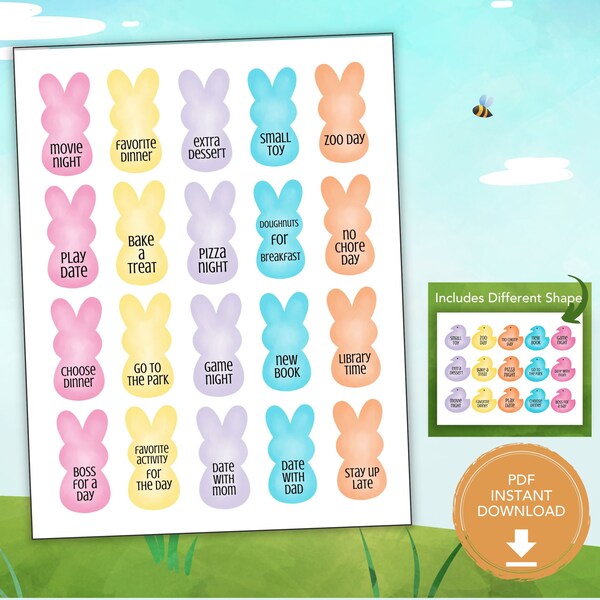 Printable Easter Tokens, Easter Egg Coupons for Kids, Easter Coupon Printable Easter Egg Fillers, Easter Bunny Coupons for Boys or Girls