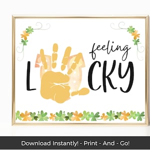 Lucky Horseshoe Craft, Printable Good Luck Craft, St Patricks Activities for Kids, Toddler Activity Handprint Craft Ideas, Preschool Craft
