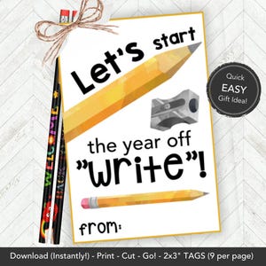 Pencil Gift Tag Printable, Meet the Teacher, Back to School Night Or Open House Favor, First Day of School Classroom Gift from Teacher