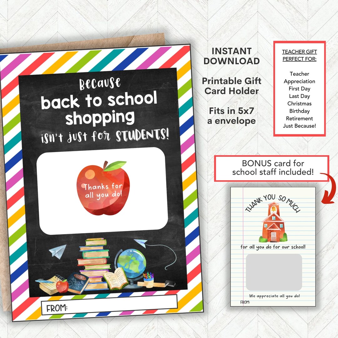 Back to School Gift, Teacher Appreciation Gift Card Holder, 1st Day of ...