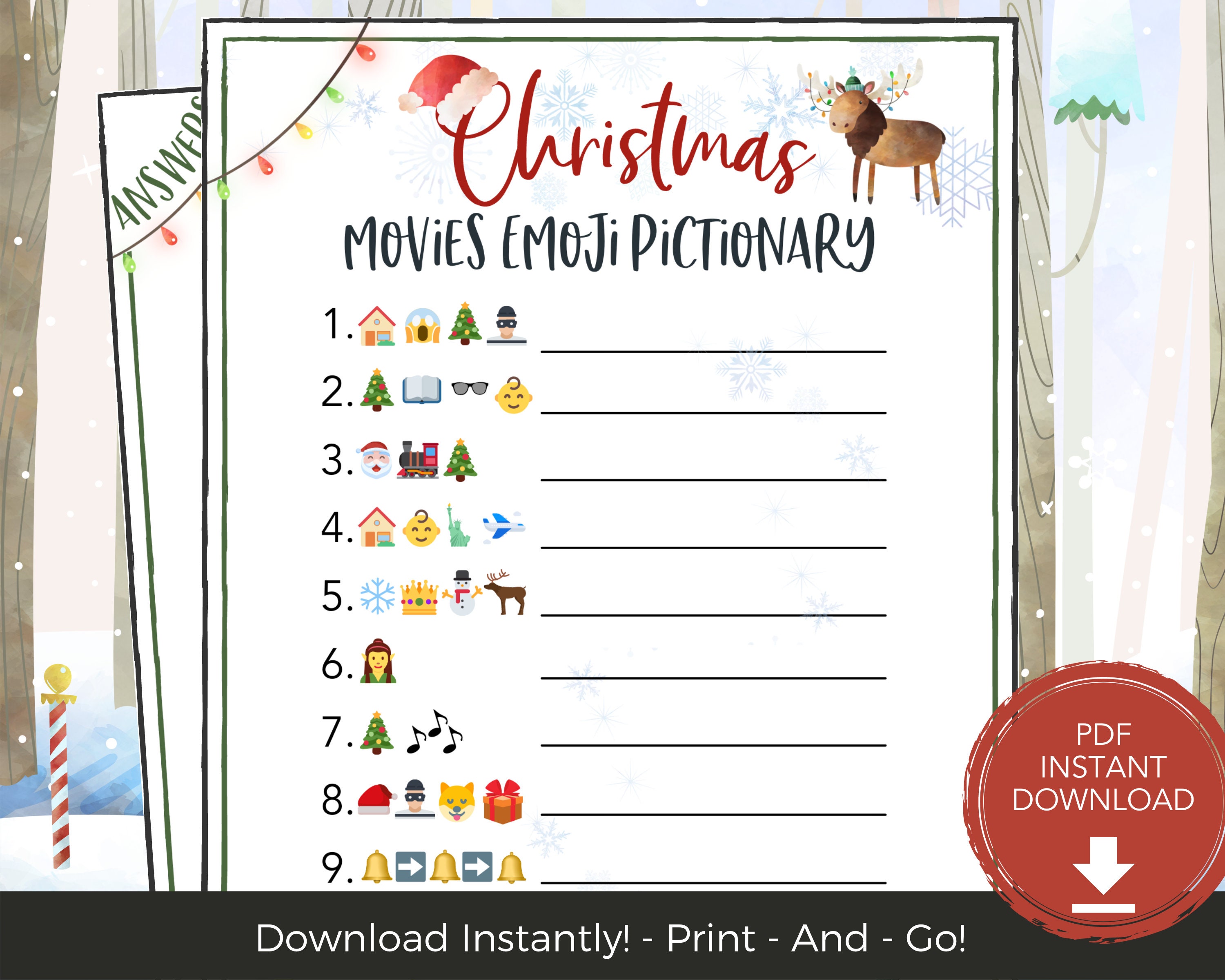 Christmas Movie Emoji Game Printable Christmas Games for Etsy