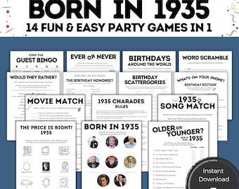 90er Geburtstag Partyspiele, druckbare Geburtstagsspiele, Opa oder Oma Geburtstagsspiele zum ausdrucken, 90er Jahre Geburtstagsideen für Sie und Ihn