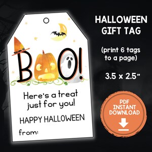 Halloween Birthday Favor Tag, Halloween Party Goodie Bags, Printable Kids Halloween Party Favor Tags, Digital File Halloween Neighbor Gift