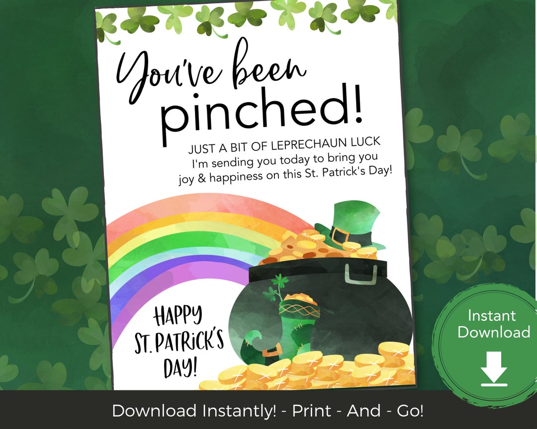 St Patrick's Day Printable You've Been Pinched