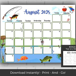 August 2025 Calendar, Kids Calendar Printable, Calendar 2025, Monthly Calendar Printable 2025, Wall Calendar 2025 Calendar Printable