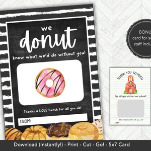Teacher Appreciation Gift Card Holder, Donut Teacher Gift Printable, Preschool Teacher Gifts, Thank You Gift Teacher, Gift for Teacher