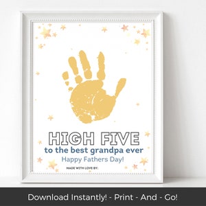Arte con le impronte delle mani dei bambini, biglietto stampabile per la festa del papà da parte di un bambino, biglietto per ammirare il nonno, regalo perfetto per il nonno, regalo per il papà da parte dei bambini, compleanno e Natale