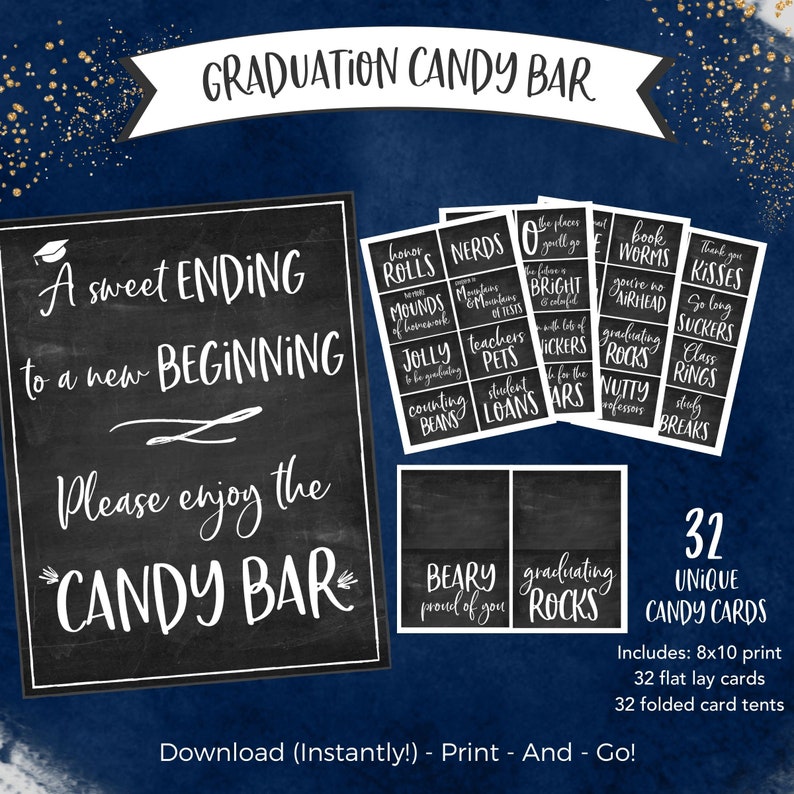 Graduation Party Printable Candy Bar, High School, Middle School or ...