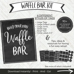 Waffle Bar, Waffle Sign for Wedding, Birthday, Baby Shower, Printable Signs and Labels, Instant Download