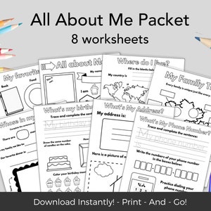 All About Me Template, Preschool Worksheets, Kindergarten Homeschool ...