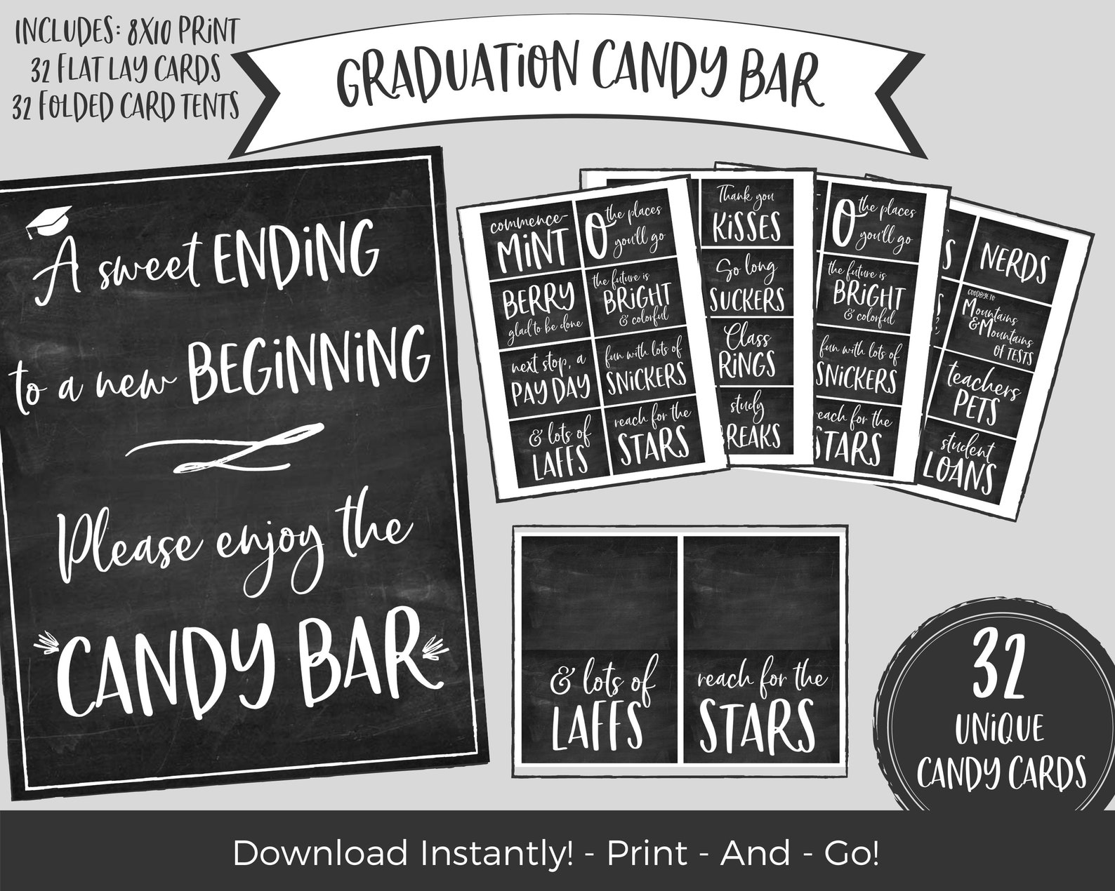 Graduation Party Printable Candy Bar High School Middle Etsy