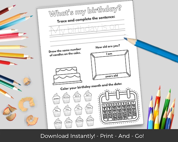 my birthday worksheet kindergarten worksheets homeschool etsy denmark