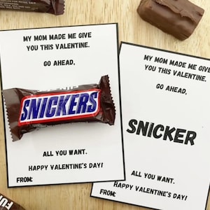 Chocolate Printable Valentine Cards for Kids, Kids Valentines Cards Instant Download, Candy Bar Classroom Valentines Fun Valentine Card Kids