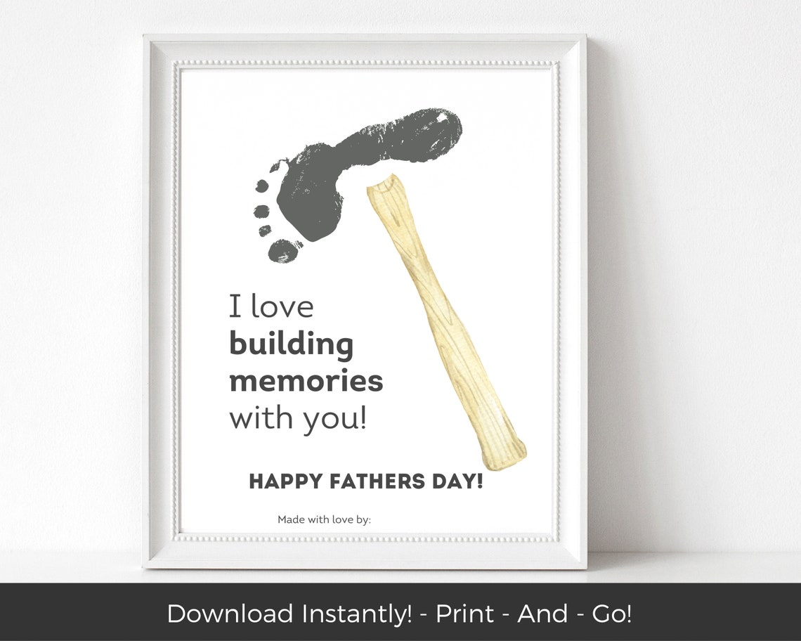 Kids Handprint Art Printable Fathers Day Card From Baby Look | Etsy