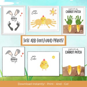 Bunny Easter Craft, Kids Easter Handprint Craft, Carrot Chick Bunny Craft, Toddler Easter Printable Activity, Hand Print Preschool Craft
