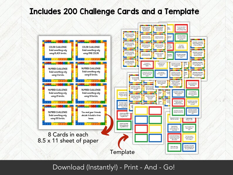 Building Block Challenge Cards for Kids, STEM Activity Cards, Brick ...