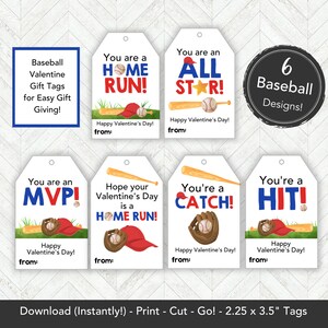 Etichetta regalo di San Valentino per baseball, biglietto di San Valentino stampabile per l'aula per lezioni per bambini, etichetta per dolcetti di San Valentino per ragazzi sportivi, idea regalo semplice per San Valentino