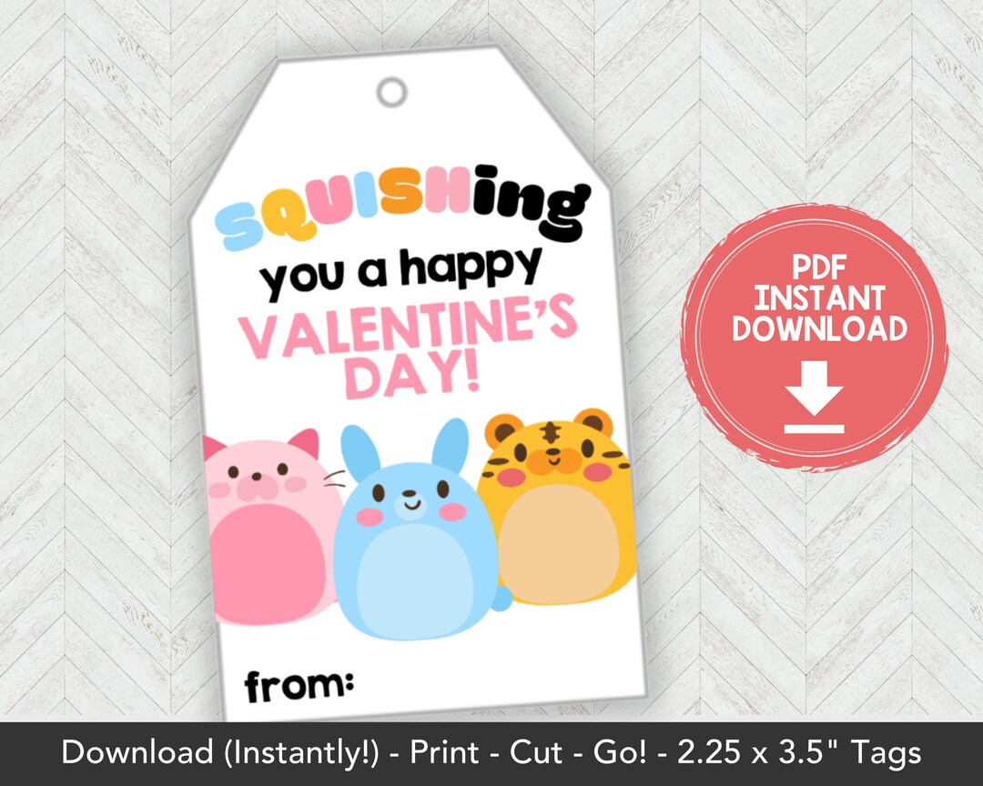 Printable Mochi Squishy Valentines Card Squishies Valentine Etsy