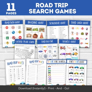 Kids Road Trip Games Printable, Family Road Trip Planner, Family Vacation Scavenger Hunt, Car Games, Travel Printables, Road Trip Journal image 2