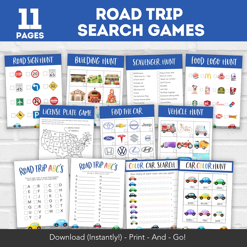 Kids Road Trip Games Printable, Family Road Trip Planner, Family Vacation Scavenger Hunt, Car Games, Travel Printables, Road Trip Journal image 2