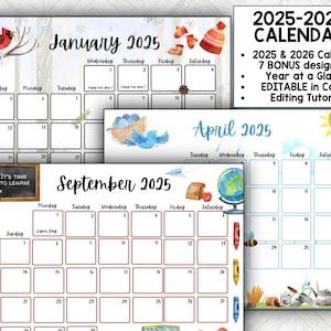 2025 Calendar, Kids Calendar Printable, Calendar 2025, Monthly Calendar Printable 2025, Wall Calendar 2025 Calendar Printable Class Calendar