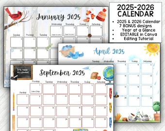 2025 Calendar, Kids Calendar Printable, Calendar 2025, Monthly Calendar Printable 2025, Wall Calendar 2025 Calendar Printable Class Calendar