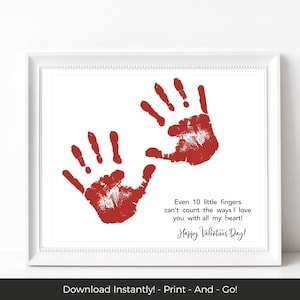 Printable Handprint Art, Valentine Handprint Craft for Kids, DIY Valentine Keepsake Preschool Activities for Kids, Handprint Crafts