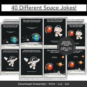 Astronaute de l'espace Cartes de Saint-Valentin imprimables pour enfants Cartes de Saint-Valentin à téléchargement immédiat, Saint-Valentin pour salle de classe avec blagues, carte de Saint-Valentin pour enfants