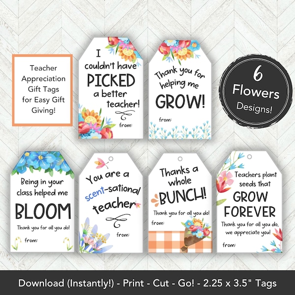 Teacher Flowers Gift Tag, Teacher Appreciation Gift Tag, Bulk Teacher Gift Under 10, Teachers Plant Seeds, Teacher Appreciation Gift Bulk